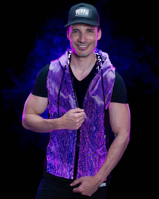 Light Up Vest Cool Hoodie for Men LED Jacket Burning Man EDM Rave Clothing