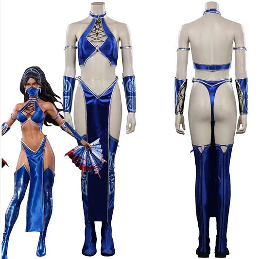 Kitana Cosplay Costume Mortal Cos Kombat Disguise Halloween Carnival Part Suit