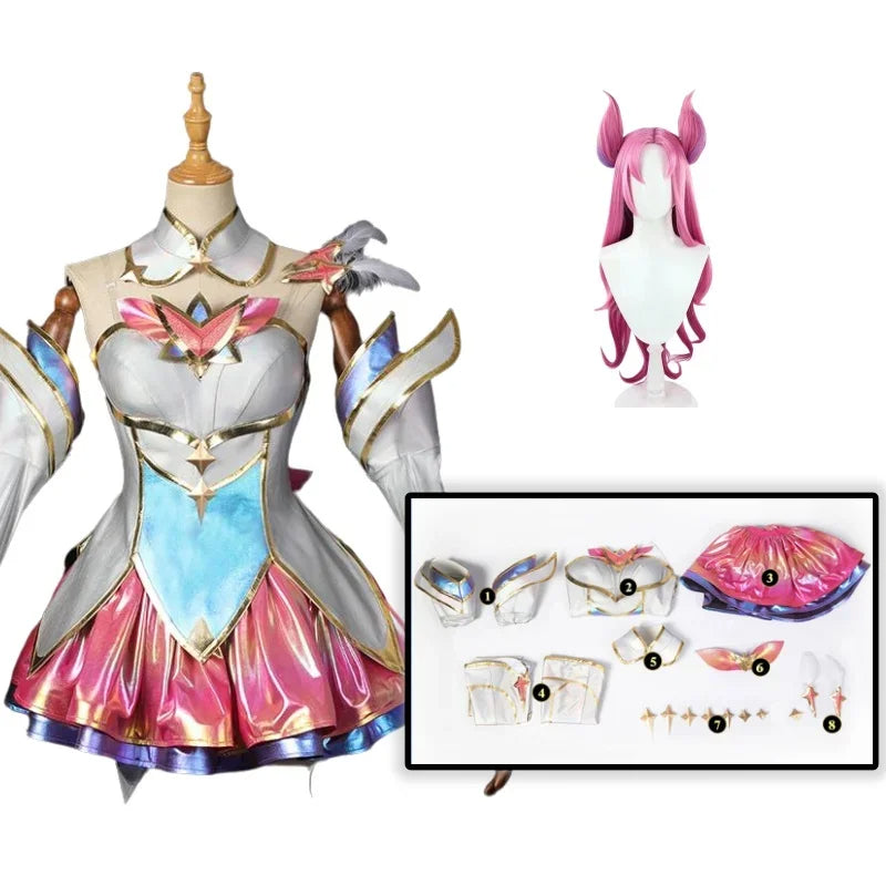 LOL Star Guardian Kaisa Cosplay Costume Game LOL Kaisa Cosplay Daughter of The Void Wig Skirt Uniform Woman Sexy Party Suit