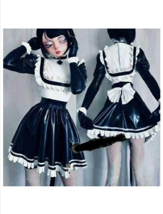 Sissy Maid Pvc Dress Lockable Uniform Cosplay Costume