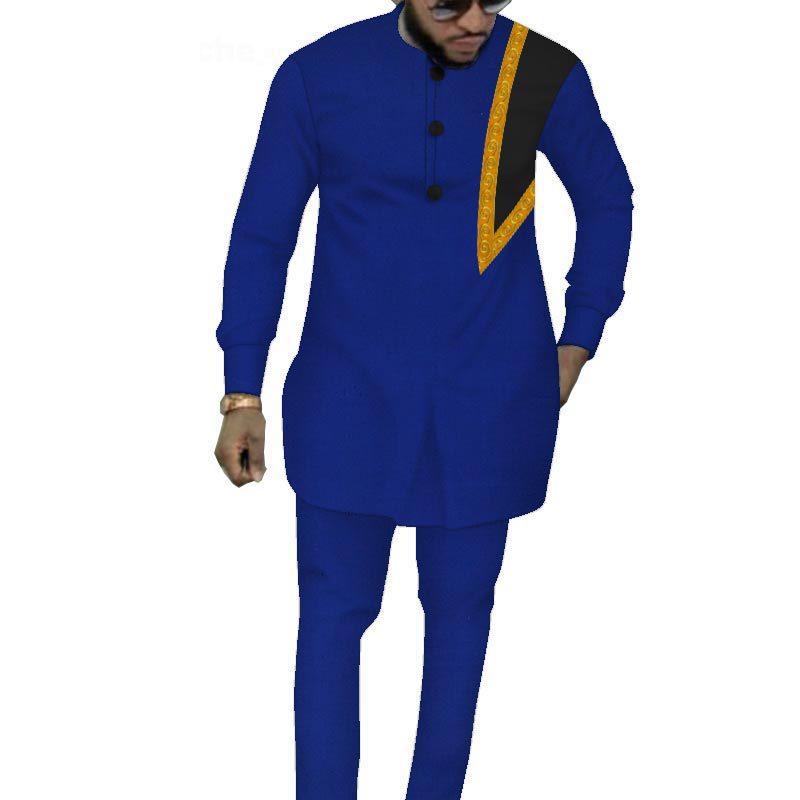 Ethnic Men's Suit Solid Color Men's Top Pants Suit