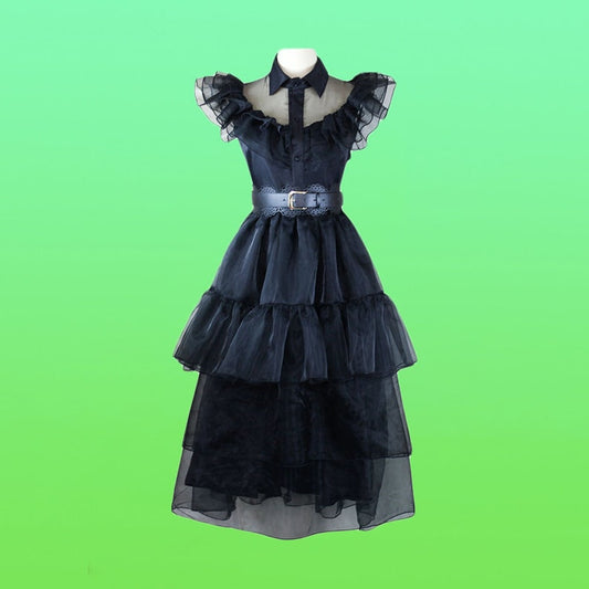 Wednesday Addams Costumes Gothic Cosplay Dress for Women Halloween Costume Party Dress